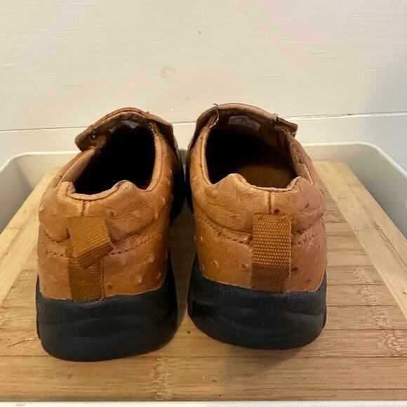 Roper Ostrich Western Loafer Clog Tan leather slip on mens 7.5 womens 9.5 - Picture 4 of 7